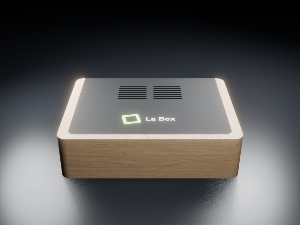 La Box, boîtier en chêne et dessus noir